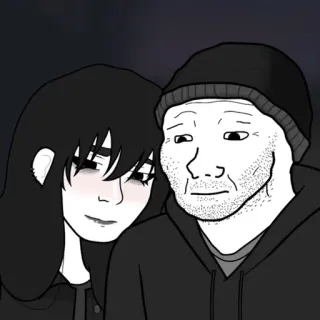 ❤️ wojak, couple, meme, black and white, doomer, relationship telegram sticker