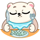 🍽 niedźwiedź, zwierzę, jedzenie, ryba, talerz, jedzenie, widelec, nóż telegram sticker