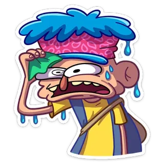 😓 épuisé, fatigué, transpiration, dessin animé, personnage, stressé, inquiet telegram sticker