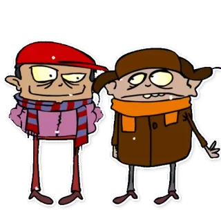 👬 Desenho animado, Personagem, Inverno, Cachecol, Chapéu, Neve whatsapp sticker