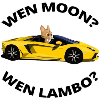 🏎 WEN MOON?
WEN LAMBO? gato, coche, Lambo, luna, meme, dibujo animado telegram sticker