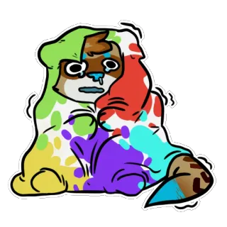 ❄️ chien, dessin animé, triste, pleurs, coloré, autocollant whatsapp sticker