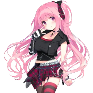 💞 Anime, rosa Haare, Mädchen, Emo, Gothic, Süß telegram sticker
