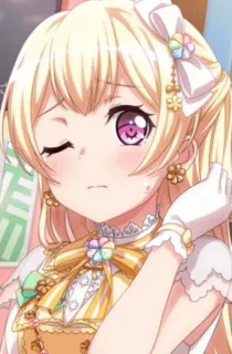 😕 anime, girl, cute, character, blonde hair, winking telegram sticker