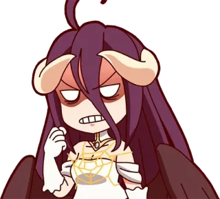 😠 Albedo Overlord Anime, Kartun, Chibi, Marah, Overlord telegram sticker