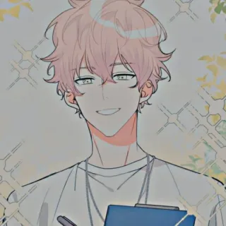💕 动漫, 漫画, 角色, 微笑, 写字板, 粉色头发 telegram sticker