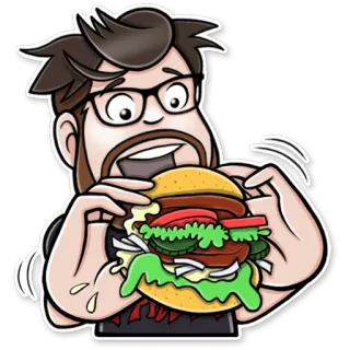 🍔 мультфильм, еда, бургер, еда, мужчина, сэндвич telegram sticker