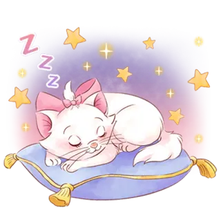 😪 Marie The Aristocats ZZZ gato, durmiendo, lindo, Disney, zzz, almohada, estrellas, Marie telegram sticker