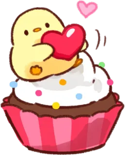 ❤️ cupcake, burung, hati, cinta, imut, manis, makanan penutup telegram sticker