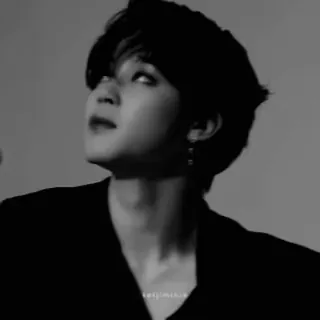 ♟ Jimin K-pop, singer, idol, Korean, portrait, monochrome telegram sticker