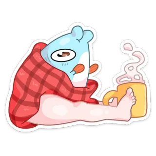 ☕️ ตัวละคร, น่ารัก, ผ้าห่ม, แก้ว, อบอุ่น, การ์ตูน telegram sticker