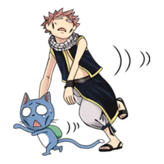 🤕 Natsu Dragneel Fairy Tail Аниме, Fairy Tail, Нацу, Хэппи, Мультфильм, Уставший, Фэнтези telegram sticker
