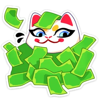 🤑 cat, money, lucky cat, wealth, cartoon, sticker whatsapp sticker