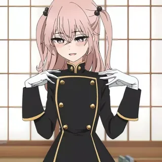 ☺️ Anime, Garota, Cabelo Rosa, Uniforme, Fofa telegram sticker