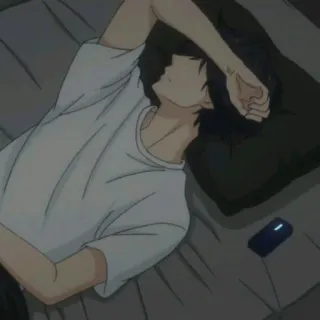 💔 Anime, Garçon, Lit, Sommeil, Triste telegram sticker