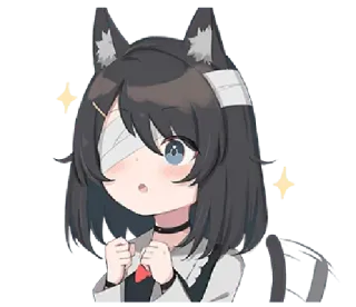 ✨ Anime, Katmeisje, Verband, Kawaii, Schattig, Chibi, Sticker, Digitale kunst telegram sticker
