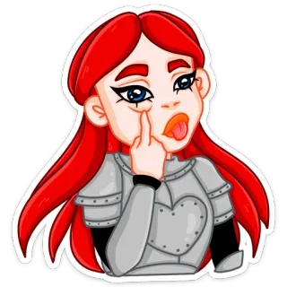 😜 adesivo, desenho animado, menina, dedo do meio, ofensivo whatsapp sticker