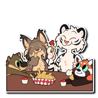 🍟 zwierzęta, kreskówka, jedzenie, frytki, przyjaźń telegram sticker
