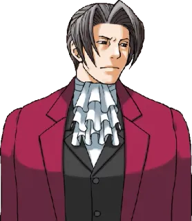 😟 Miles Edgeworth Ace Attorney Anime, Prawnik, Poważny, Postać, Gra telegram sticker