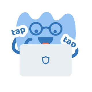 👨‍💻 tap tap kartun, komputer, mengetik, ketuk, kacamata, biru, keamanan telegram sticker