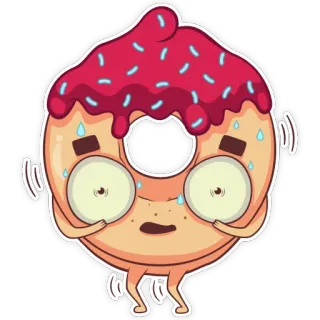😰 donat, makanan, berkeringat, kartun, makanan penutup, stiker, ketakutan telegram sticker