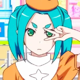 🧿 Anime, Cartoon, Charakter, Mädchen, grüne Augen, blaue Haare telegram sticker