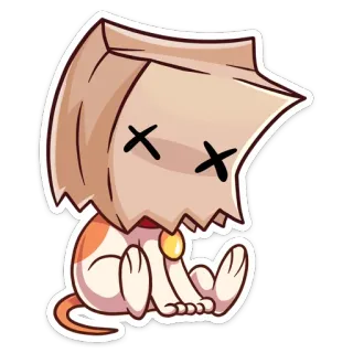 🙈 gatto, adesivo, sacchetto di carta, cartone animato, animale, morto telegram sticker