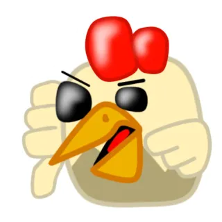 👎 Huhn, wütend, Cartoon, Ablehnung, Daumen runter telegram sticker