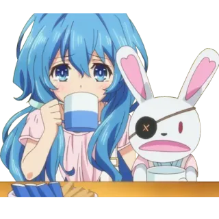 🥺 Anime, Fille, Mignon, Boire, Lapin, Dessin animé whatsapp sticker