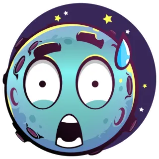 😰 luna, dibujos animados, expresión, miedo, preocupado, sorpresa, planeta, espacio whatsapp sticker