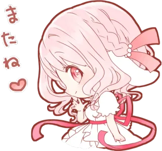 ✋ またね anime, cute, kawaii, greeting, girl, heart telegram sticker