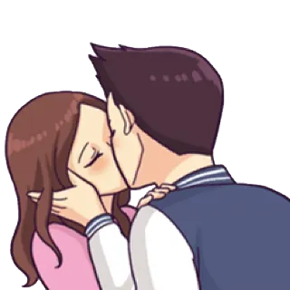 👄 stel, kus, romantiek, liefde, affectie, cartoon telegram sticker