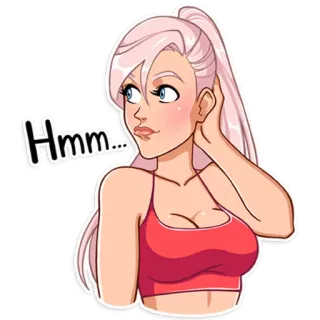 🤔 Hmm... Frau, denkend, neugierig, Cartoon telegram sticker