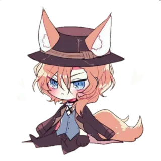 🥰 Anime, Chibi, Renard, Personnage, Mignon, Oreilles, Queue telegram sticker