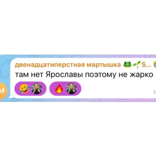 🫥 двенадцатиперстная мартышка
там нет Ярославы поэтому не жарко telegram sticker