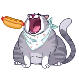 😋 gatto, hotdog, animale, carino, sbadiglio, sciarpa telegram sticker