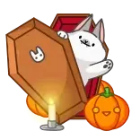 👋 Katze, Sarg, Halloween, Kürbis, gruselig, niedlich, Kerze telegram sticker