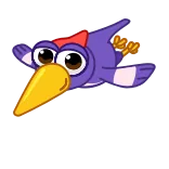 👍 bird, cartoon, animal, flying, purple, cute, sticker telegram sticker