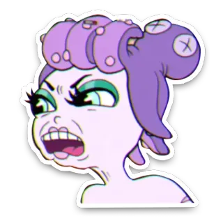 😡 Cala Maria Cuphead calamaria, sirena, cuphead, videogioco, arrabbiato telegram sticker