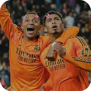 💋 Kylian Mbappe and Jude Bellingham Real Madrid Emirates FLY BETTER telegram sticker