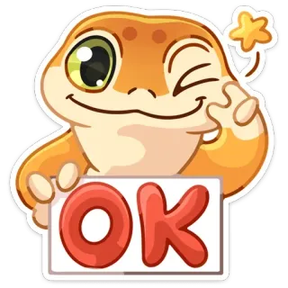 👌 OK Геккон, Ок, Милый, Животное, Ящерица, Рептилия telegram sticker