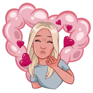 💋 vrouw, blond, hart, liefde, kus, kusje, schattig telegram sticker