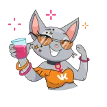 😎 卡通, 猫, 饮料, 派对, 可爱, 庆祝 telegram sticker