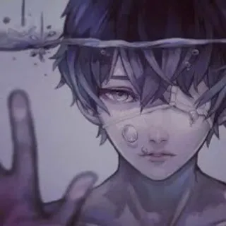 💔 Anime, Garçon, Blessé, Eau, Bandé, Triste telegram sticker