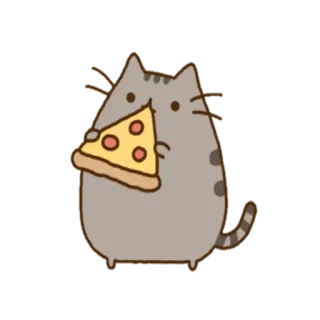 🙊 Pusheen Katze, Pusheen, Pizza, Essen, Süß, Cartoon telegram sticker