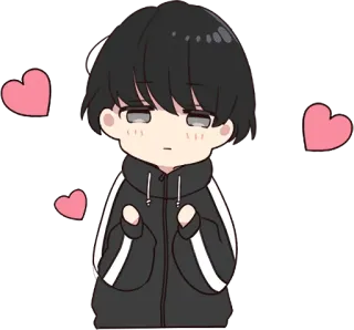 😍 animé, mignon, amour, coeurs, dessin animé, garçon, kawaii telegram sticker