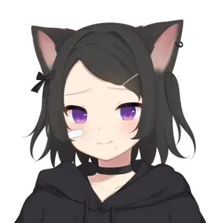 🙂 Anime, Cô gái, Tai mèo, Dễ thương, Hoạt hình, Nghệ thuật kỹ thuật số telegram sticker
