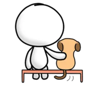 🙎 cartone animato, cane, amico, panchina, carino telegram sticker