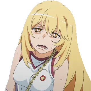🥵 Anime, Dziewczyna, Blondynka, Zmartwiona, Spocona telegram sticker