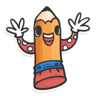😀 matita, cartone animato, kawaii, cartoleria, istruzione, felice whatsapp sticker